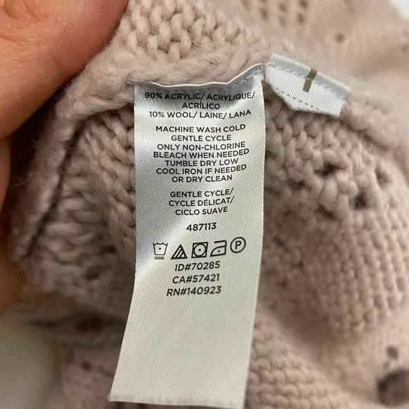 Ann Taylor LOFT Wool Blend Blush Pink Pointelle Knit Sweater Size X-Small - Picture 9 of 9